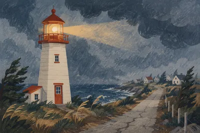 Stormy Lighthouse Beacon by Evergreen Coast