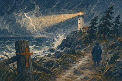Lighthouse Beacon of Hope in Storm