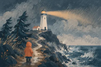 Lighthouse Beacon of Hope in Storm