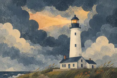 Stormy Lighthouse Beacon of Steadfast Hope