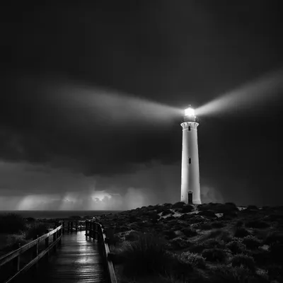 Storm Beacon Over Lonely Coastal Lighthouse