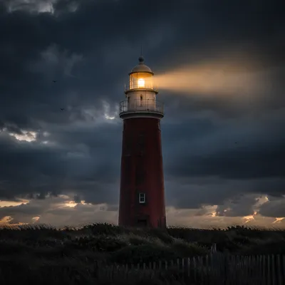 Stormy Lighthouse Beacon at Twilight