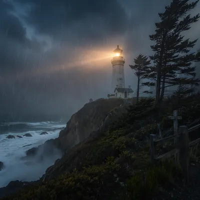 Lighthouse Beacon of Hope in Storm