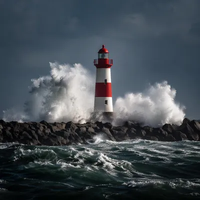 Hopeful Lighthouse Beacon in Coastal Storm