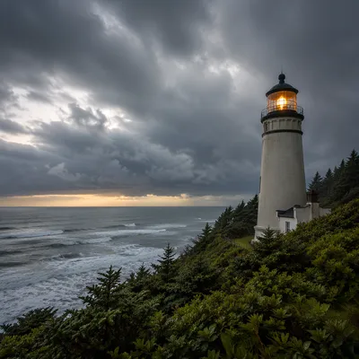 Stormy Coastal Lighthouse Beacon of Hope