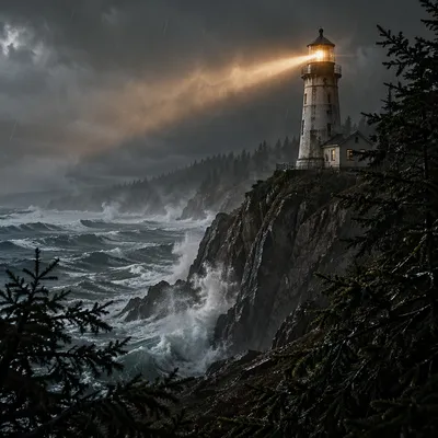 Lighthouse Beacon of Hope in Storm