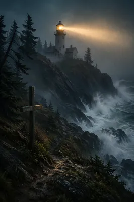 Lighthouse Beacon of Hope in Storm