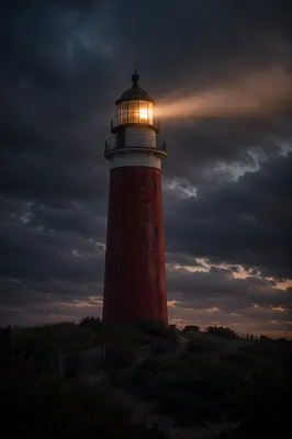 Stormy Lighthouse Beacon at Twilight