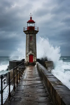 Lighthouse Beacon Through Coastal Storm