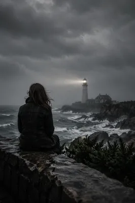 Lighthouse Beacon Through Coastal Storm