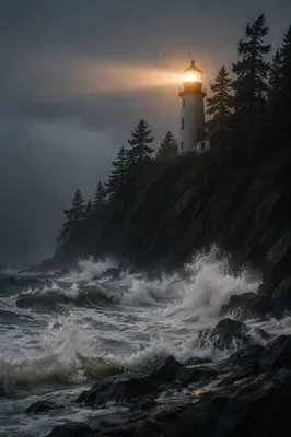 Lighthouse Beacon of Hope in Storm