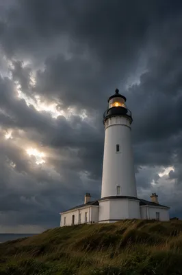 Steadfast Lighthouse Beacon Through Storm Clouds