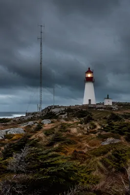 Stormy Lighthouse Beacon Over Evergreen Coast