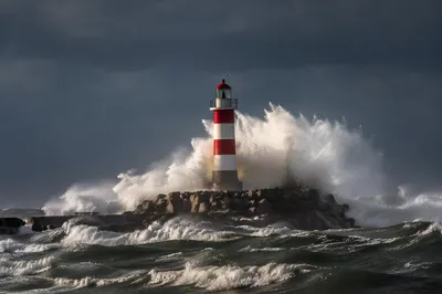 Hopeful Lighthouse Beacon in Coastal Storm