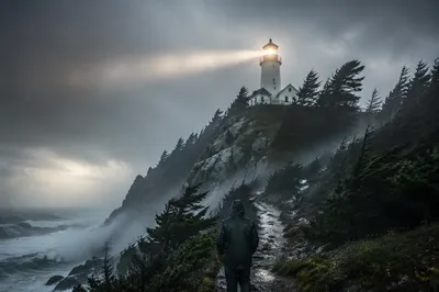 Lighthouse Beacon of Hope in Storm