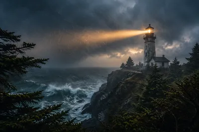 Lighthouse Beacon of Hope in Storm