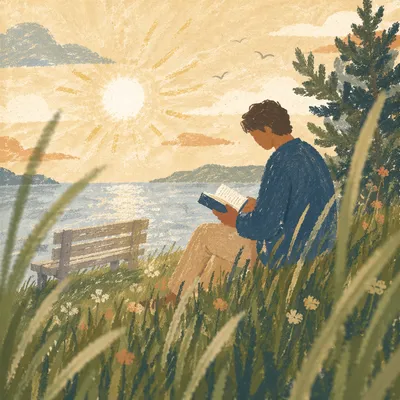 Man Reading Bible in Morning Light