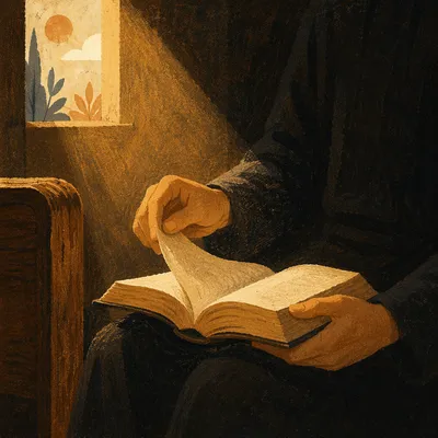 Morning Bible Reading in Golden Light