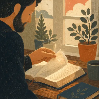 Morning Bible Reading by Window Light