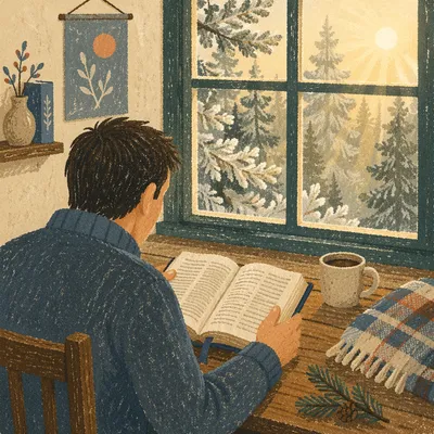Man Reading Bible in Morning Light