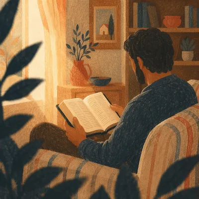 Man Reading Bible in Morning Light