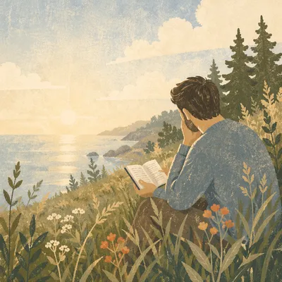 Man Reading Bible in Morning Light