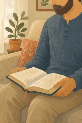 Man Reading Bible in Morning Light