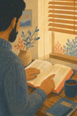 Man Reading Bible in Morning Light