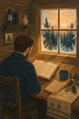 Morning Bible Reading in Evergreen Cabin