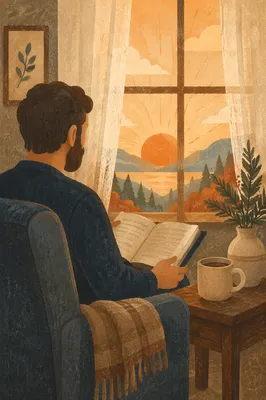 Man Reading Bible in Morning Light