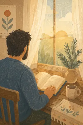 Man Reading Bible in Morning Light