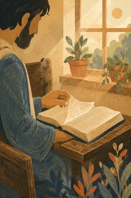 Man Reading Bible in Morning Light