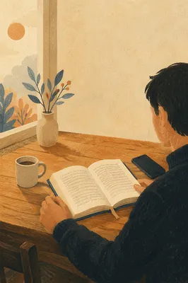 Man Reading Bible in Morning Light