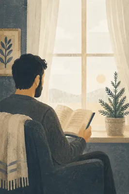 Man Reading Bible in Morning Light