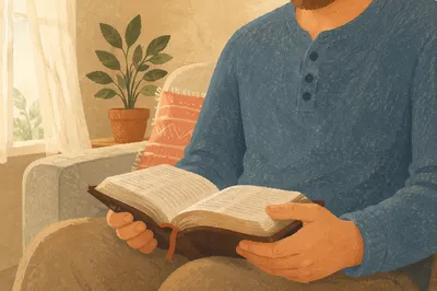 Man Reading Bible in Morning Light