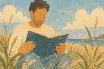 Morning Bible Reading in Coastal Grass