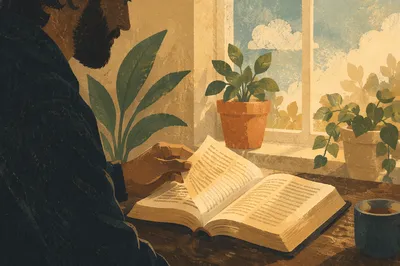 Morning Bible Reading in Evergreen Light