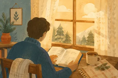 Man Reading Bible in Morning Light