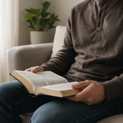 Man Reading Bible in Morning Light