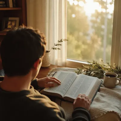 Morning Bible Reading by Window Light