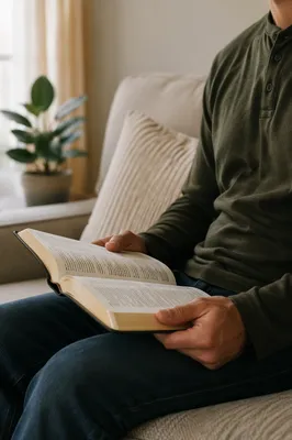 Man Reading Bible in Morning Light