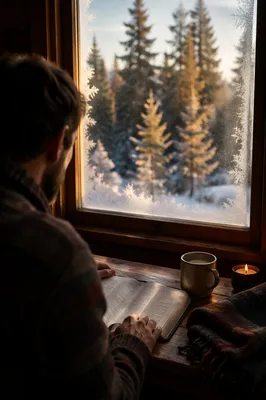 Man Reading Bible in Morning Light