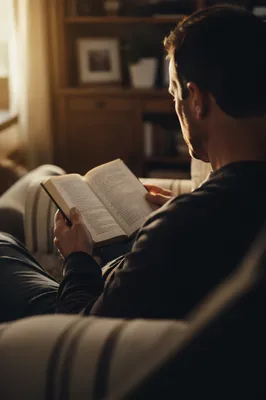 Man Reading Bible in Warm Morning Light