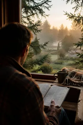 Man Reading Bible in Morning Light