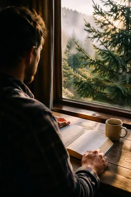 Man Reading Bible in Morning Light