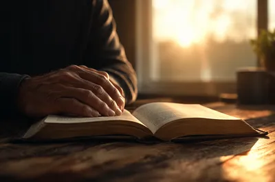 Morning Bible Reading in Warm Window Light
