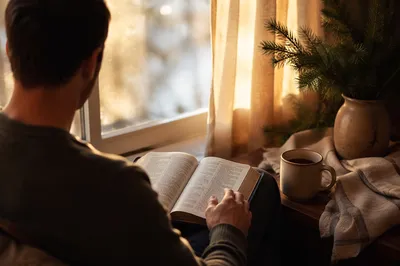 Morning Bible Reading by Window Light