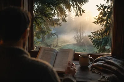 Man Reading Bible in Morning Light