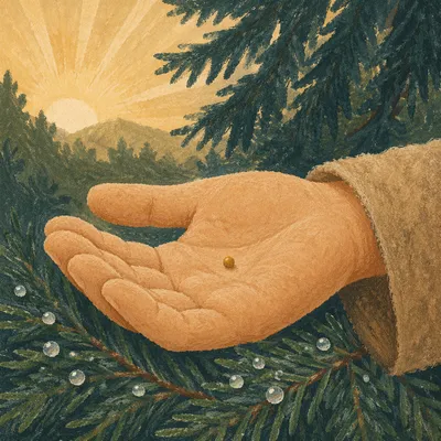 Mustard Seed Resting in Evergreen Palm