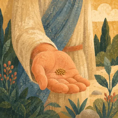 Mustard Seeds Resting in Open Palm